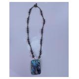 Abalone Shell Pendant Beaded Strand Necklace