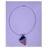 Dichroic Glass Pendant Wire Collar Necklace