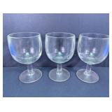 Vintage Clear Glass Water Wine Goblets Trio