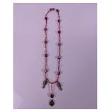 Red Beaded Charm Necklace