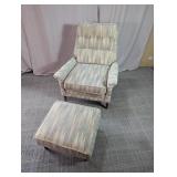 Pattern Upholstered Recliner & Ottoman