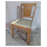 Oak Side Chair w/ Upholstered Seat