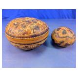 Hand-Carved Peruvian Gourd Trinket Boxes