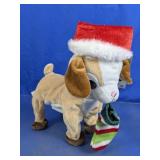 Christmas Plush Deer Decoration With Santa Hat