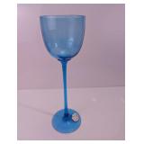 Blue Glass Stem Goblet
