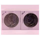 2 1971-D U.S Eisenhower Dollars