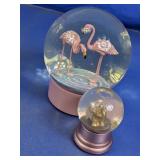 Pink Flamingo & Elephant Snow Globe Lot