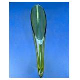 Green Art Glass Slanted Top Vase