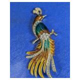 Peacock Bird Brooch Rhinestone Pin
