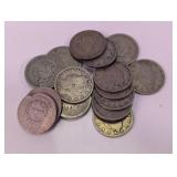 Lot of 16 U.S "V" Nickels Variety of Dates