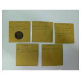 Lot of 5 U.S Wheat Penny Error Coins
