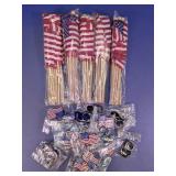 US Flag Keyrings and Handheld Stick Flags Lot