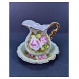 Floral Glass Creamer & Dish Set