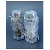 Vintage Cut Glass Salt & Pepper Shakers Duo