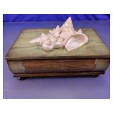 Wood Jewelry Box w/Mother of Pearl Shells