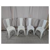 White Metal Dining Chairs Set