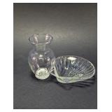 Glass Vase & Shell Dish Pair