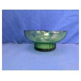 E.O. Brody Green Glass Pedestal Bowl