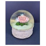 Pink Rose Water Globe Music Box