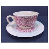 Vintage Pink Transferware Tea Cup & Saucer