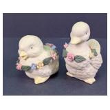 Porcelain Spring Duck & Chick Figurine Set