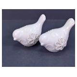 White Porcelain Floral Bird Figurine Set