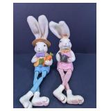Wooden Easter Bunny Shelf Sitter Figurines Duo