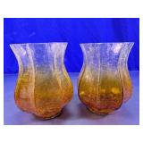 Amber Glass Vase Pair