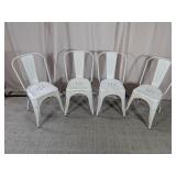 White Metal Dining Chairs Set