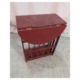Vtg. Red Wooden Drop-Leaf Magazine Side Table