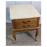 Wood End Table w/ Faux Marble Top