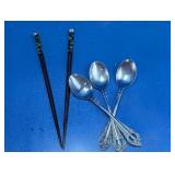 National Stainless Spoons & Pair of Chopsticks