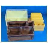 Vintage Desktop Organizer & Recipe Box Trio