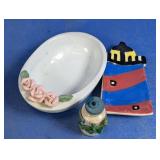 Ceramic Trinket Dishes & Aruba Sand Bottle Trio