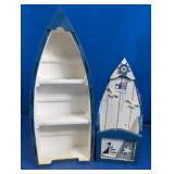 Nautical Wooden Boat Shelf & Mail Organizer Duo