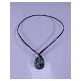 Silver Tone Collar Necklace with Turquoise Stone
