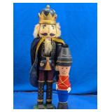 Vtg. Wooden King Nutcracker & Toy Soldier Duo