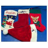 Vintage Holiday Stockings & Texans Santa Hat Lot