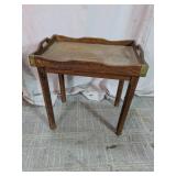 Wood Butler Tray Table with Brass Accents
