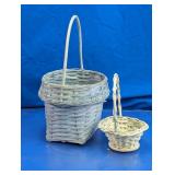 Vintage Woven Split Reed & Twig Basket Duo