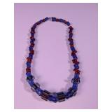 Blue and Red Beaded Necklace