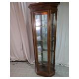 Lighted Wooden Corner Curio Cabinet