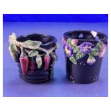 Floral and Chili Pepper Mini Planters Lot