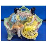 Vintage Ceramic Courting Couple Figurine Planter