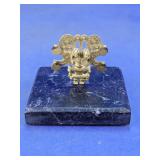 Pre-Columbian Style Golden Figurine on Marble Base