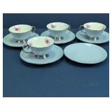 Flintridge China Rose Pattern Teacups and Saucers
