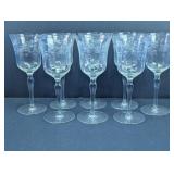 Etched Glass Wine Goblets