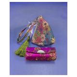Floral Pyramid Pouch and Brocade Lipstick Case