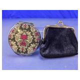 Damask Compact Mirror & Velvet Coin Purse
