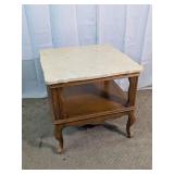 Wood End Table w/ Faux Marble Top